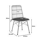 Καρέκλα Naoki pakoworld rattan σε φυσική απόχρωση με μαύρο μαξιλάρι και μεταλλικό μαύρο πόδι 45.5x59.5x89εκ