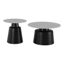 Τραπέζια σαλονιού Dualis pakoworld σετ 2 τεμ μαυρο μέταλλο-sintered stone σε γκρι μαρμάρου