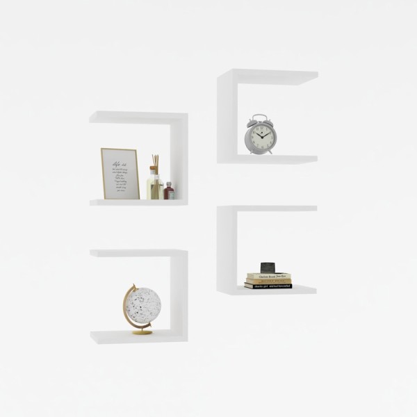 Ραφιέρα τοίχου Perari pakoworld 4τεμ.σε λευκή απόχρωση 30x19.6x30εκ