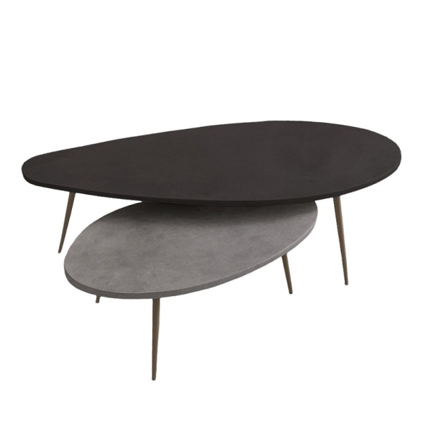 Τραπέζι σαλονιού Monty pakoworld 2 τεμ. σε απόχρωση σε μαύρο-γκρι απόχρωση 116x46x46εκ