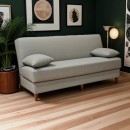 Καναπές-κρεβάτι με αποθηκευτικό χώρο τριθέσιος Romina pakoworld γκρι-μπεζ ύφασμα 190x75x85εκ