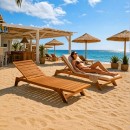 Ξαπλώστρα Melop pakoworld teak ξύλο σε φυσική απόχρωση 200x70x35εκ