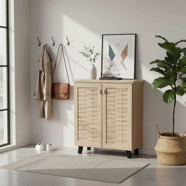 Παπουτσοθήκη-ντουλάπι MANTAM pakoworld 12 ζεύγων χρώμα sonoma 78x40x92εκ