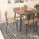 Καρέκλα Tania pakoworld ύφασμα μπεζ antique-μαύρο πόδι | Συσκευασία 4 τμχ