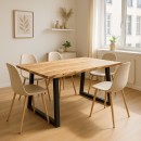 Τραπέζι Miles Slim pakoworld μασίφ ξύλο ακακίας σε φυσική απόχρωση με μαύρα μεταλλικά πόδια 140x80x76εκ