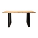 Τραπέζι Miles Slim pakoworld μασίφ ξύλο ακακίας σε φυσική απόχρωση με μαύρα μεταλλικά πόδια 160x90x76εκ
