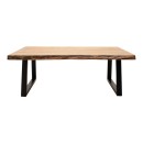 Τραπέζι σαλονιού Miles pakoworld μασίφ ξύλο ακακίας πάχους 3.7-4εκ σε φυσική απόχρωση με μαύρα μεταλλικά πόδια 115x60x45εκ