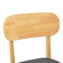 Καρέκλα Bedona pakoworld rubberwood σε φυσική απόχρωση με μαύρο pu μαξιλάρι 47x46x80εκ | Συσκευασία 2 τμχ