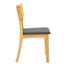 Καρέκλα Renna pakoworld ξύλο οξιάς σε φυσική απόχρωση με μαύρο pu μαξιλάρι 48x52x79εκ | Συσκευασία 2 τμχ