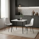 Τραπέζι Gustas pakoworld λευκό μαρμάρου sintered stone-μαύρο μέταλλο 80x80x76εκ