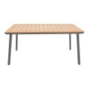 Τραπέζι Griffith pakoworld ανθρακί αλουμίνιο και plywood σε φυσική απόχρωση 160x90x74εκ