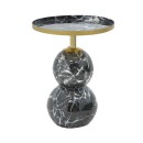 Βοηθητικό τραπέζι Dearest Inart μαυρο μαρμάρου-χρυσό μέταλλο Φ41x57εκ