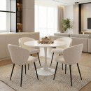 Tραπέζι Balou pakoworld mdf σε λευκή απόχρωση με όψη μαρμάρου Φ100x73εκ