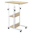 Βοηθητικό τραπέζι Babs pakoworld τροχήλατο λευκό-φυσικό 60x40x71-92εκ