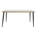 Τραπεζαρία Naoki σετ 7 τεμ pakoworld μέταλλο μαύρο-pe φυσικό-γυαλί 160x90x78εκ