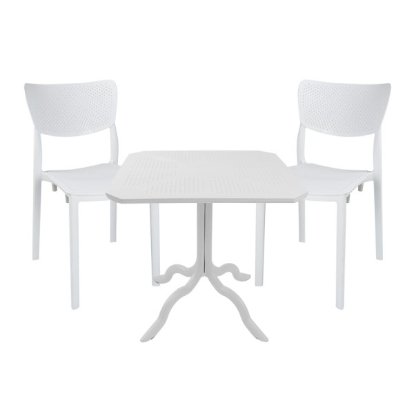 Τραπεζαρία Icon-Ignite pakoworld σετ 3τεμ PP σε λευκή απόχρωση