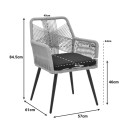 Πολυθρόνα Andros pakoworld αλουμίνιο σε μαύρη- pe σχοινί μπεζ 57x61x84,5εκ | Συσκευασία 2 τμχ