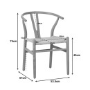 Καρέκλα Wishbone pakoworld rubberwood-σχοινί σε φυσική απόχρωση 53.5x57x74εκ