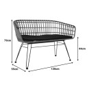 Καναπές 2θέσιος Naoki pakoworld μέταλλο μαύρο-pe φυσικό 120x55x79εκ