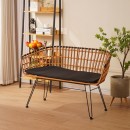 Καναπές 2θέσιος Naoki pakoworld μέταλλο μαύρο-pe φυσικό 120x55x79εκ