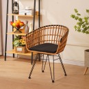 Πολυθρόνα Naoki pakoworld μαύρο μέταλλο-pe φυσικό