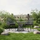 Τραπέζι Mabil pakoworld γυαλί - pe rattan σε γκρι απόχρωση Φ50x55εκ