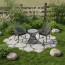 Τραπέζι Mabil pakoworld γυαλί - pe rattan σε γκρι απόχρωση Φ50x55εκ