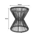 Τραπέζι Mabil pakoworld γυαλί - pe rattan σε γκρι απόχρωση Φ50x55εκ