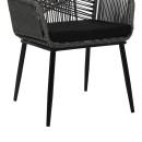 Πολυθρόνα Tanish pakoworld pe rattan σε γκρι απόχρωση με μαύρα μεταλλικά πόδια 58x58.5x87εκ