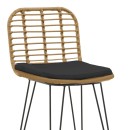 Σκαμπό μπαρ Naoki pakoworld με μαξιλάρι pe φυσικό-μέταλλο μαύρο πόδι 46x56x110εκ