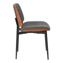 Καρέκλα Kathy pakoworld ξύλο σε καρυδί με γκρι ύφασμα 51x58x81εκ