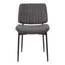 Καρέκλα Kathy pakoworld ξύλο σε καρυδί με γκρι ύφασμα 51x58x81εκ