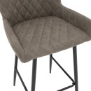 Σκαμπό bar Delicacy pakoworld μεταλλικό μαύρο-ύφασμα antique γκρι-καφέ antique | Συσκευασία 2 τμχ