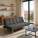 Καναπές-κρεβάτι Travis pakoworld 3θέσιος με ύφασμα ανθρακί 175x83x74εκ