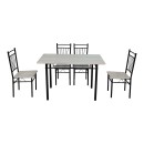 Τραπεζαρία Roza pakoworld σετ 5τμχ mdf sonoma με μεταλλικό μαύρο πόδι 110x60x75εκ