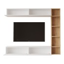 Σύνθετο σαλονιού Compo επιτοίχιο pakoworld σε oak-λευκό απόχρωση 169,10x25,8x143.5εκ