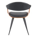 Πολυθρόνα Austen pakoworld PU μαύρο-ξύλο καρυδί-μέταλλο μαύρο 58x55x77εκ