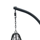 Κούνια φωλιά με βάση Soleil pakoworld μέταλλο ανθρακί- pe rattan ανθρακί με γκρι μαξιλάρι 120x95x195εκ