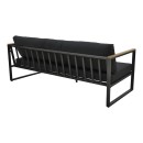 Καναπές τριθέσιος Aurelio pakoworld μαύρο μέταλλο με μαύρα μαξιλάρια 192x74x63εκ