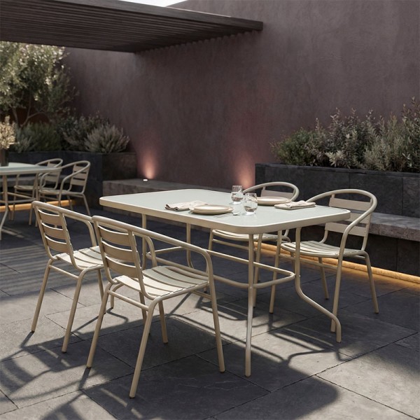 Τραπεζαρία Tade-Valor pakoworld 5τεμ μέταλλο-γυαλί σε σαμπανιζέ απόχρωση 110x60x70εκ