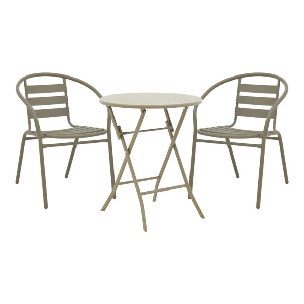 Τραπεζαρία Albero-Tade pakoworld 3τεμ μέταλλο σε σαμπανιζέ απόχρωση Φ60x70εκ