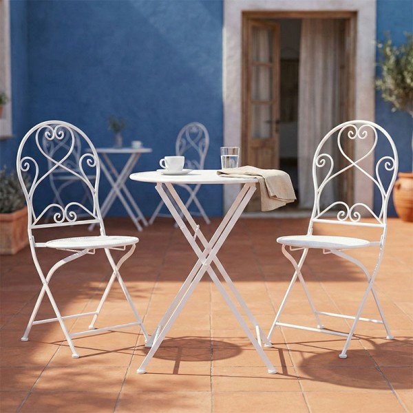 Τραπεζαρία Walen pakoworld σετ 3τεμ μέταλλο λευκό