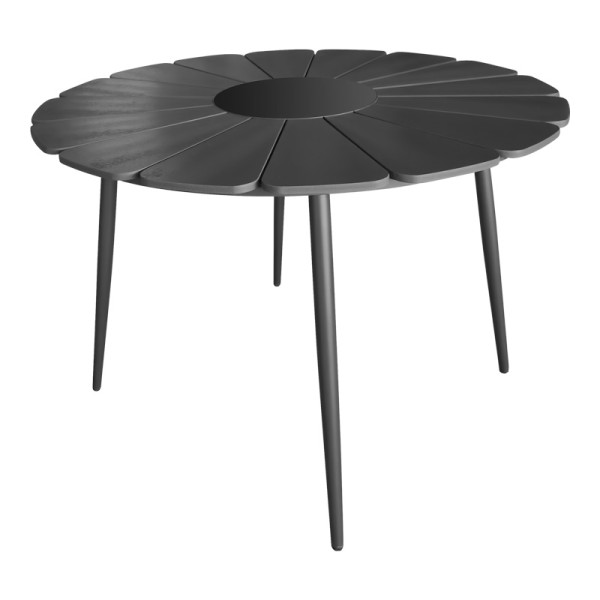Τραπέζι Pinap pakoworld μαύρο αλουμίνιο και plywood σε μαύρη απόχρωση Φ110x74εκ