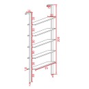 Ραφιέρα Τοίχου Harris pakoworld σε λευκή απόχρωση με χρυσό μεταλλικό σκελετό 60x22x200εκ