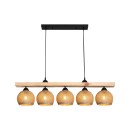 Φωτιστικό οροφής πεντάφωτο Salote pakoworld Ε27 σε καφέ-φυσική απόχρωση 100x18x24εκ