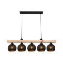 Φωτιστικό οροφής πεντάφωτο Salote pakoworld Ε27 σε καφέ-μαύρη απόχρωση 100x18x24εκ