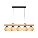 Φωτιστικό οροφής πεντάφωτο Salote pakoworld Ε27 σε καφέ-κρέμα απόχρωση 100x18x24εκ