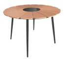 Τραπεζαρία Pinap-Dashiell σετ 5τεμ pakoworld μαύρο αλουμίνιο και plywood σε φυσική απόχρωση Φ110x74εκ