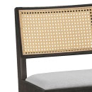 Σκαμπό bar Winslow pakoworld ξύλο rubberwood μαύρο-pvc rattan φυσικό-ύφασμα γκρι 44.5x46x98εκ | Συσκευασία 2 τμχ