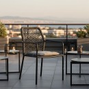 Πολυθρόνα Kherson pakoworld αλουμίνιο σχοινί ανθρακί-μαξιλάρι γκρι